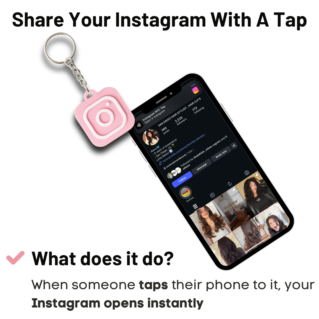Pink Instagram NFC Keychain