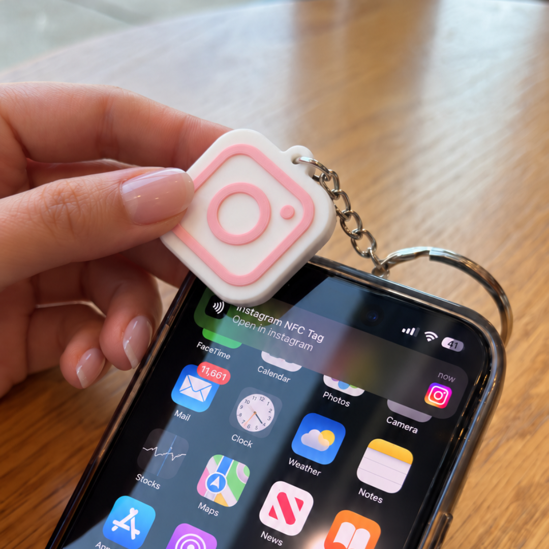 Pink Instagram NFC Keychain