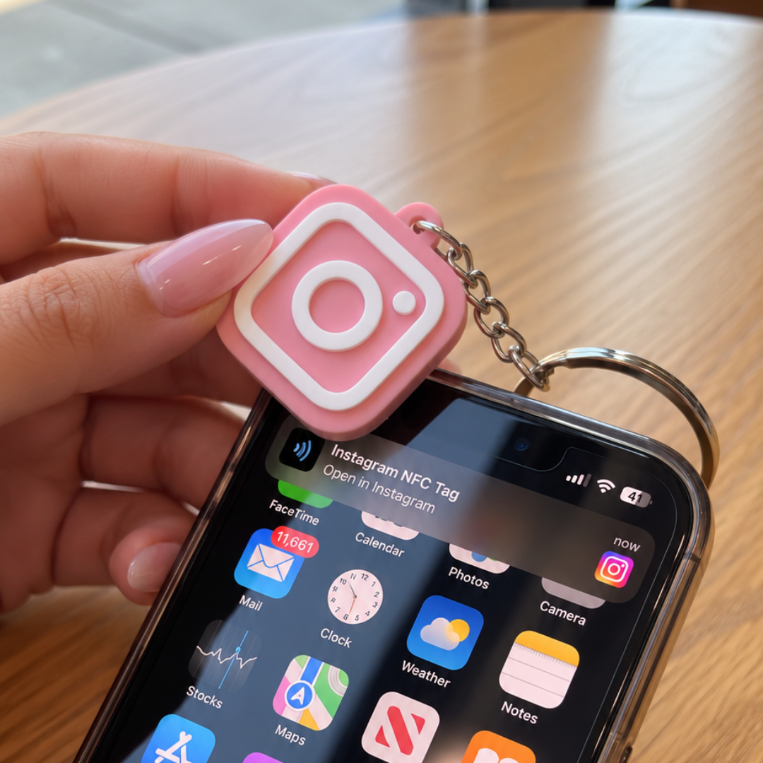 Pink Instagram NFC Keychain