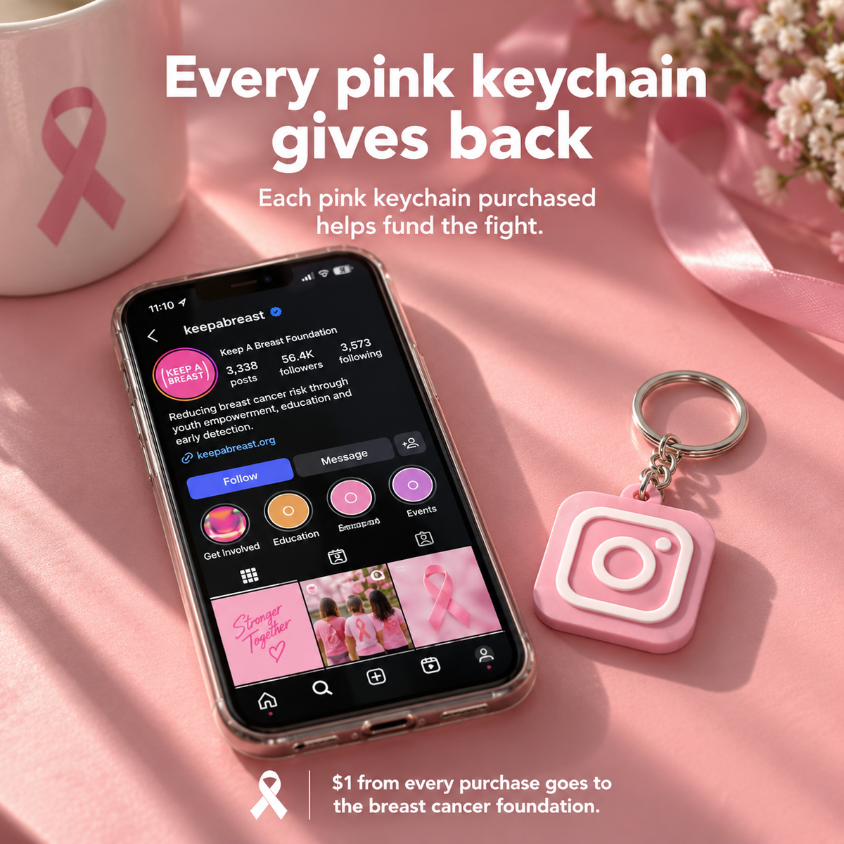 Pink Instagram NFC Keychain